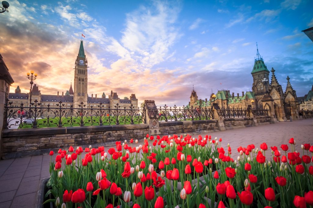 View of Canada Parliament building in Ottawa, Canada